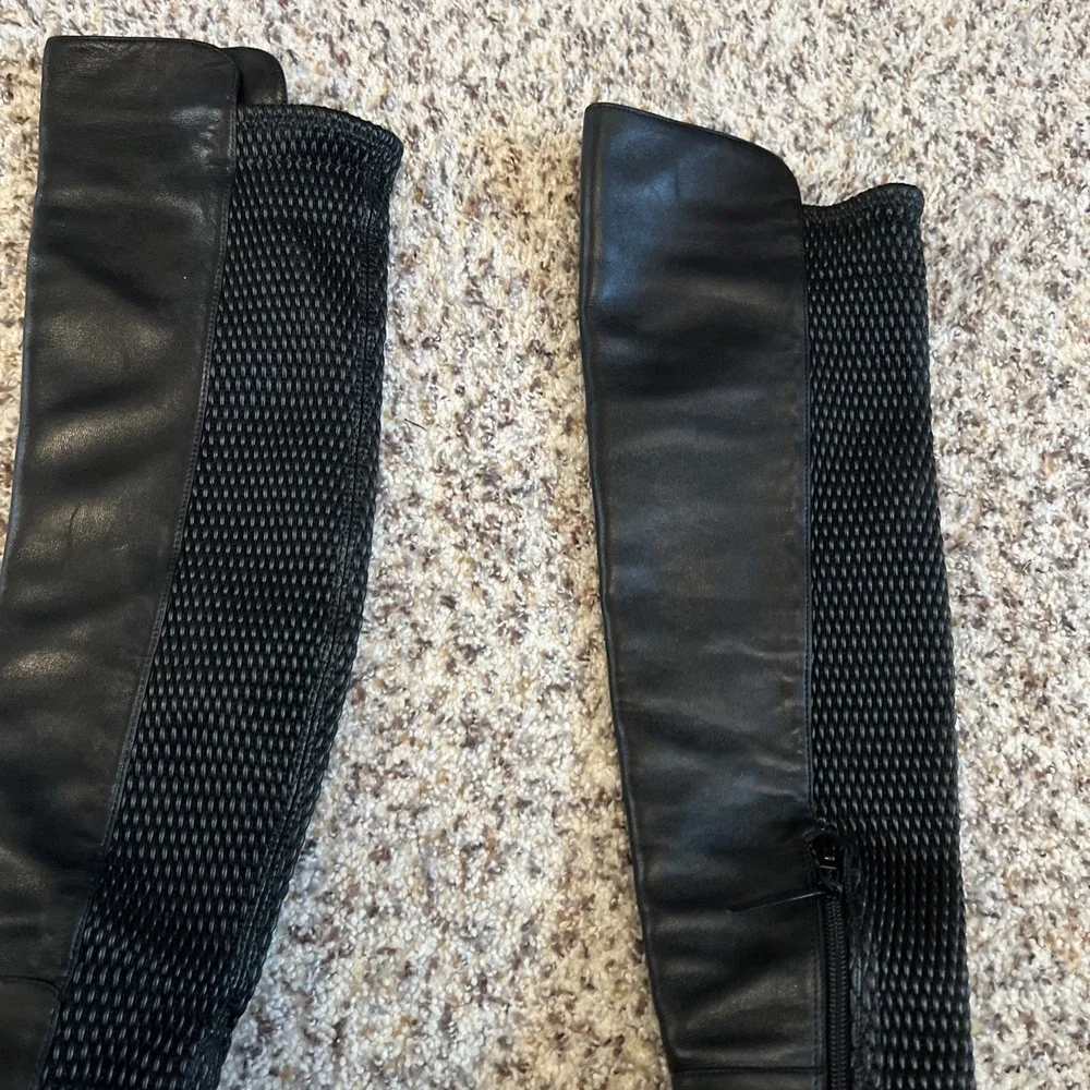 Stuart Weitzman Women size 6M ALLGOOD Black Nappa Over‎ the Knee Boots